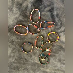 10 Colorful Beaded Stretch Bracelets - Multi
